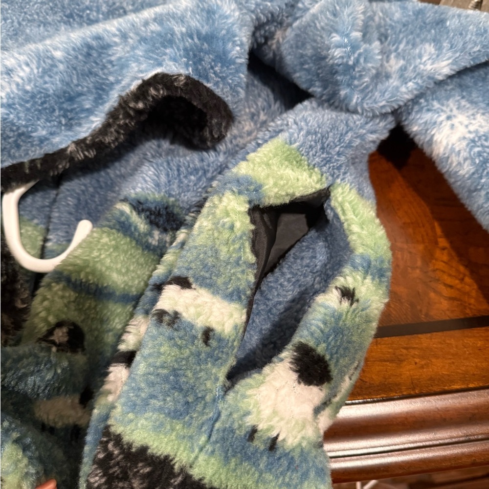 Blue Patterned Sherpa Zip-Up Jacket - Unbranded - image 6